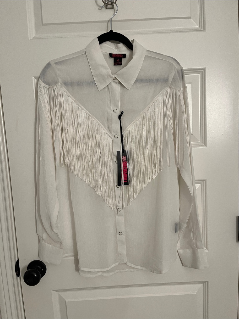 Fringed Button-Down Shirt - White